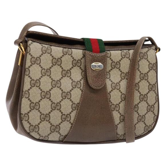 GUCCI GG Supreme Web Sherry Line Shoulder Bag Pvc Beige 10 02 024 - Picture 1 of 16